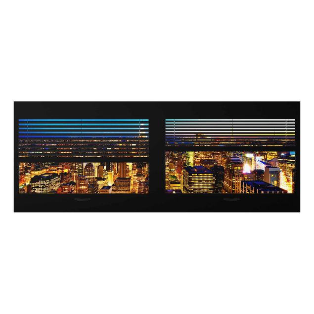 Quadro in vetro - Window blinds views - New York at night - Panoramico
