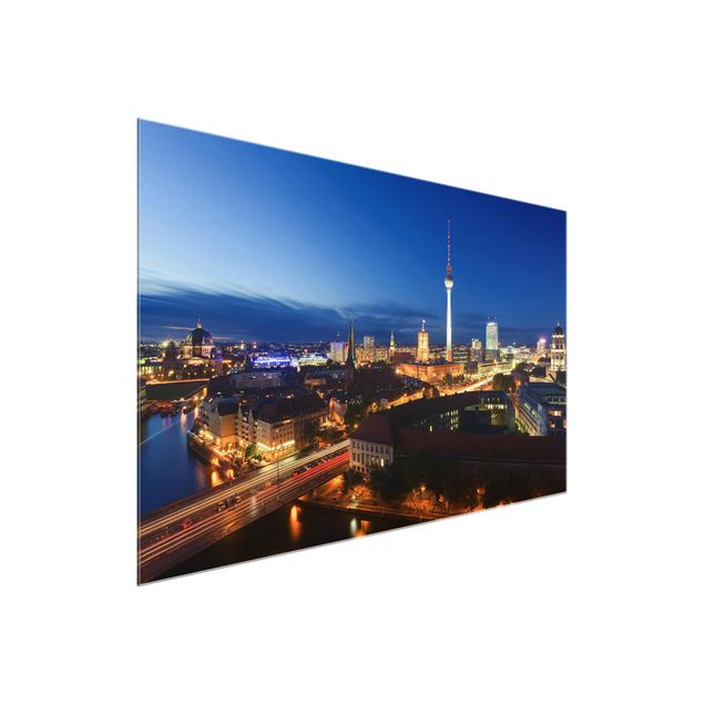 Quadro su vetro Berlin - TV tower at night - Orizzontale 3:2