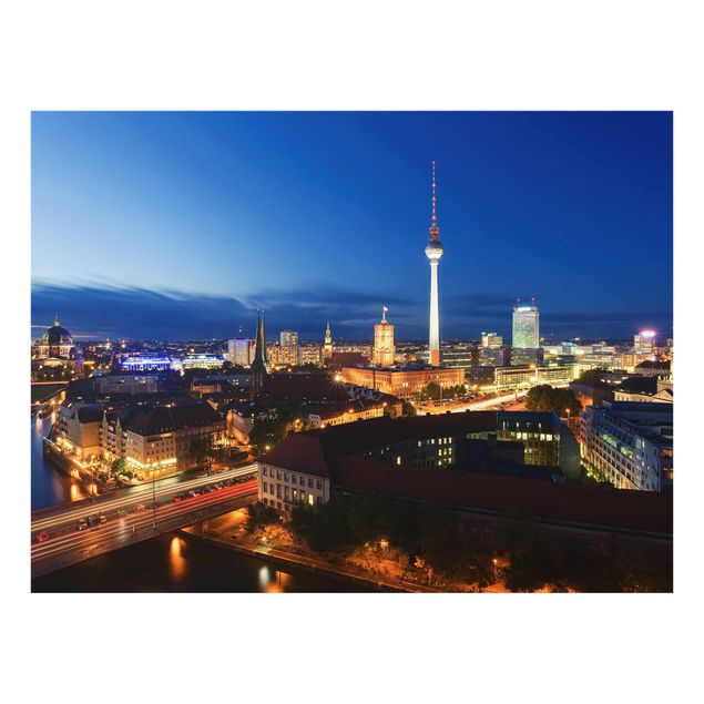Quadro su vetro Berlin - TV tower at night - Orizzontale 4:3