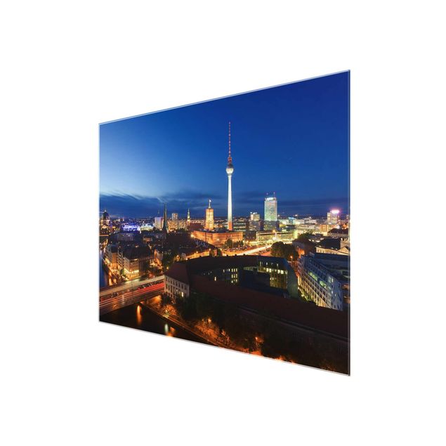 Quadro su vetro Berlin - TV tower at night - Orizzontale 4:3