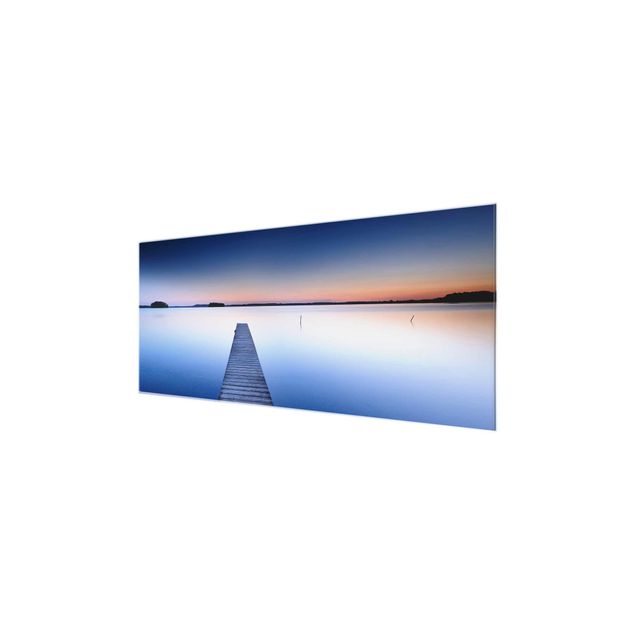 Quadro in vetro - Sunset At The Wharf - Panoramico