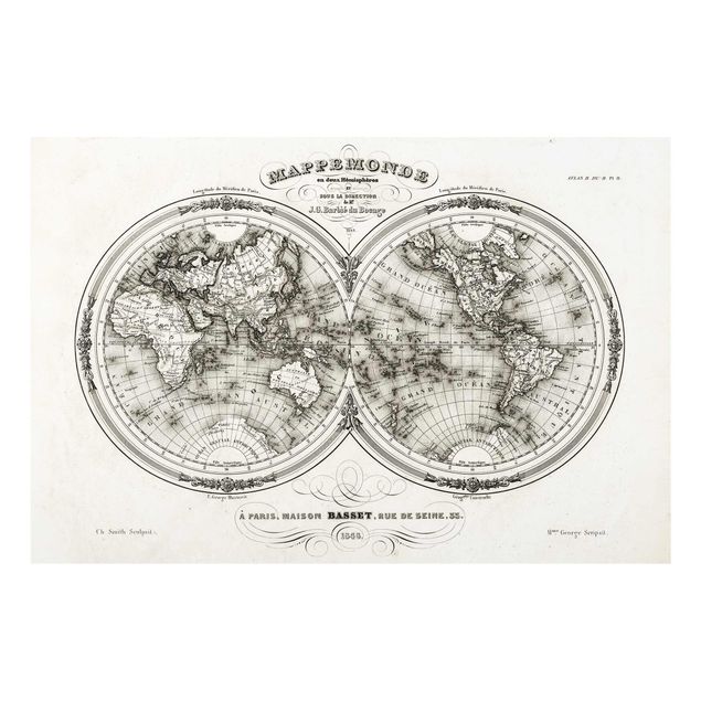 Quadro su vetro - French map of Cap region of 1848 - Orizzontale 3:2