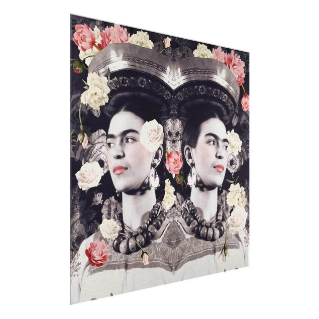 Quadro in vetro - Frida Kahlo - Flower Flood - Quadrato 1:1