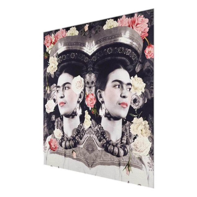 Quadro in vetro - Frida Kahlo - Flower Flood - Quadrato 1:1