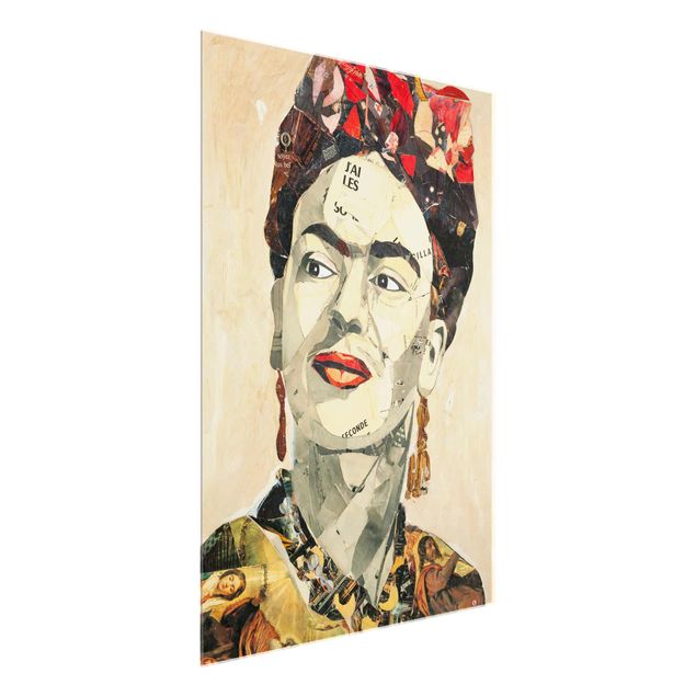 Lavagna magnetica in vetro Frida Kahlo - Collage n.2