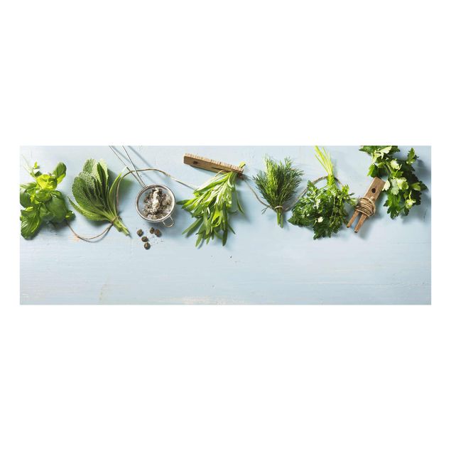 Quadro in vetro - Bundled Herbs - Panoramico