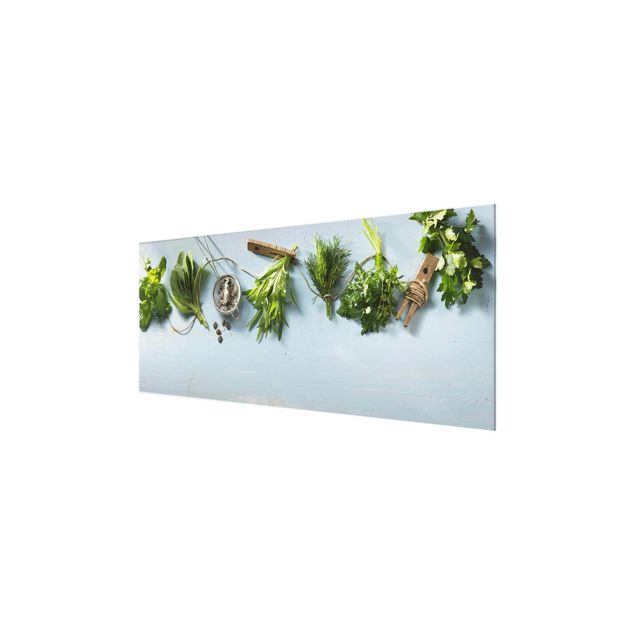 Quadro in vetro - Bundled Herbs - Panoramico