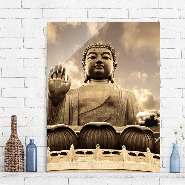 Lavagna magnetica vetro Grande Buddha in seppia