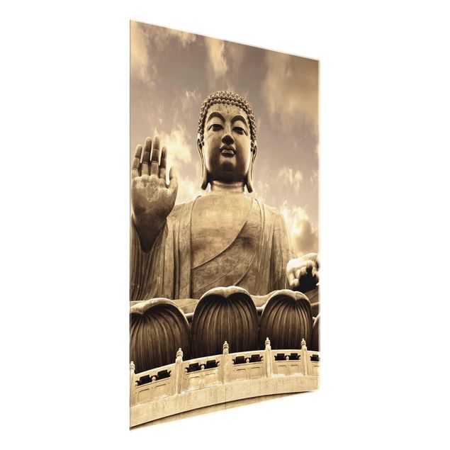 Quadro in vetro - Big Buddha Sepia - Verticale 3:4