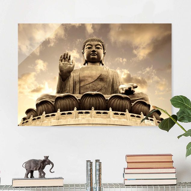 Lavagna magnetica in vetro Grande Buddha in seppia
