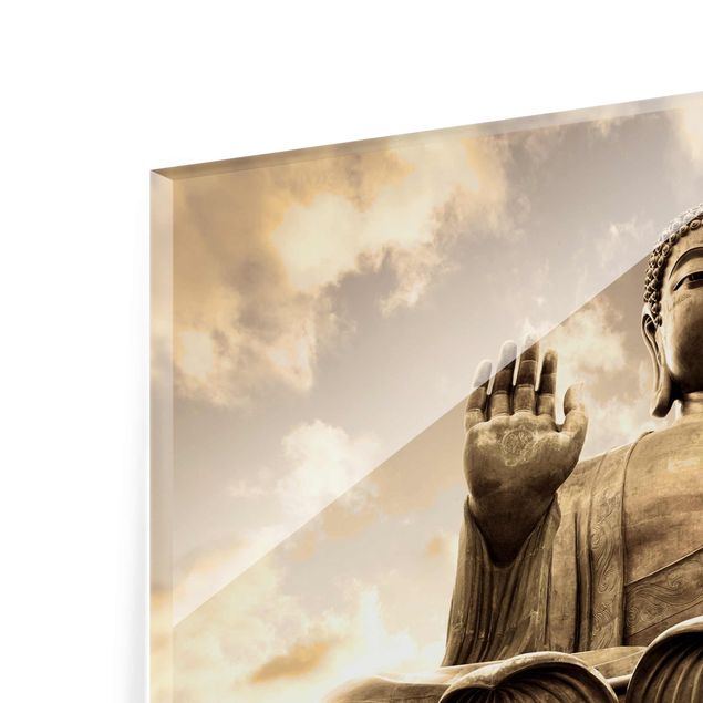 Quadro su vetro - Big Buddha Sepia - Orizzontale 3:2