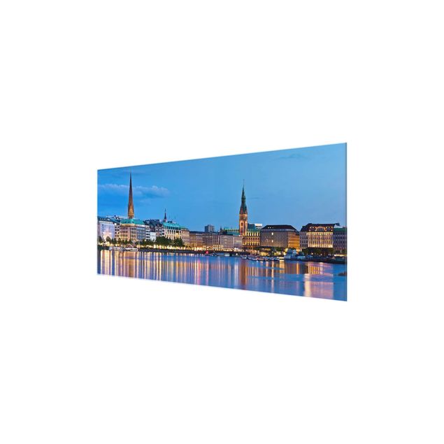 Quadro in vetro - Hamburg Skyline - Panoramico