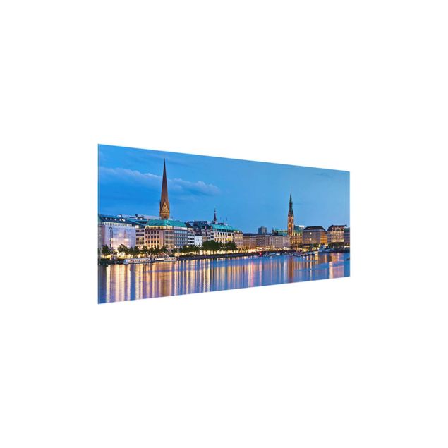 Quadro in vetro - Hamburg Skyline - Panoramico