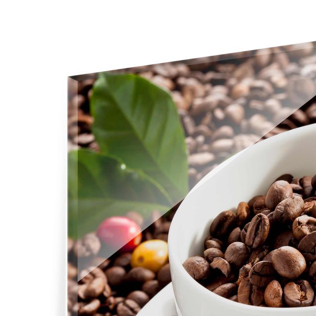 Quadro in vetro - Coffee Cup With Roasted Coffee Beans - Quadrato 1:1
