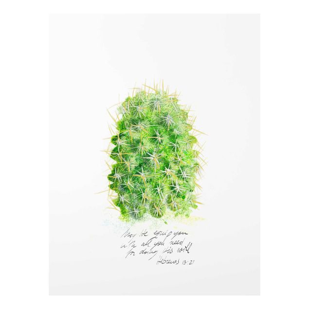Quadro in vetro - Cactus Con Bibellvers I - Verticale 3:4