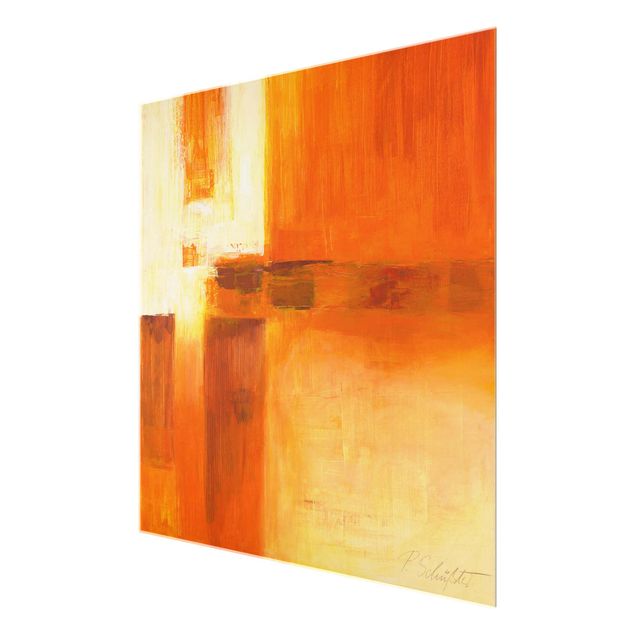 Quadro in vetro - Petra Schüßler - Composition In Orange And Brown 01 - Quadrato 1:1