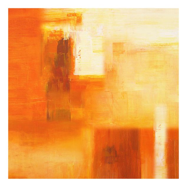 Quadro in vetro - Petra Schüßler - Composition In Orange And Brown 02 - Quadrato 1:1