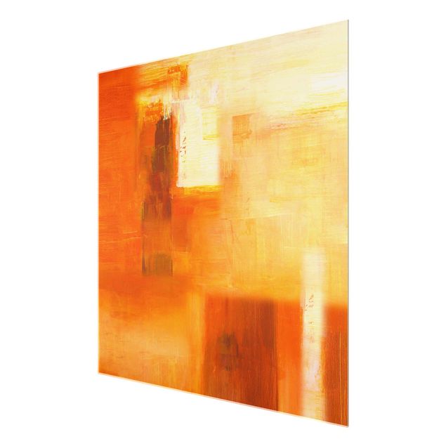 Quadro in vetro - Petra Schüßler - Composition In Orange And Brown 02 - Quadrato 1:1