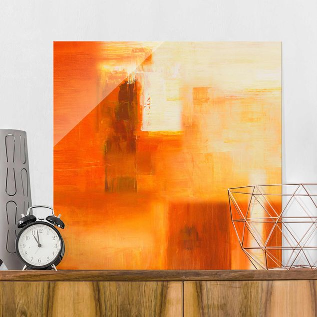 quadro astratto Petra Schüßler - Composizione in arancione e marrone 02