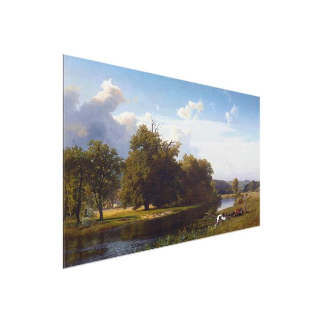Quadro in vetro - Albert Bierstadt - A River Landscape, Westphalia - Orizzontale 3:2