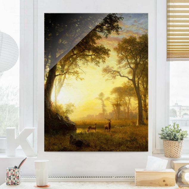 Quadri animali Albert Bierstadt - Luce nella foresta