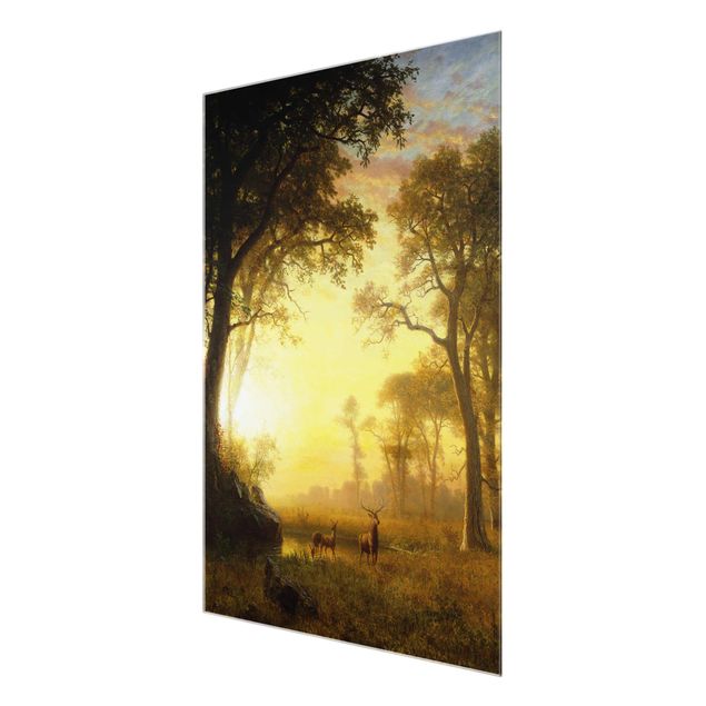 Quadro in vetro - Albert Bierstadt - Light in the Forest - Verticale 3:4