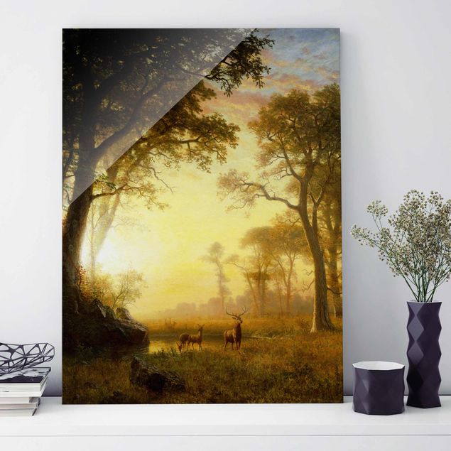 Quadri con cervi Albert Bierstadt - Luce nella foresta