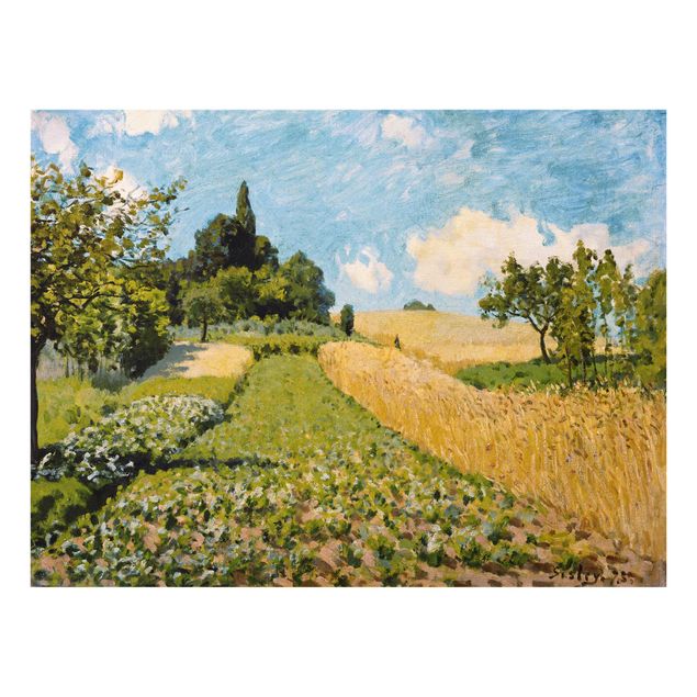 Quadro in vetro - Alfred Sisley - Summer Landscape with Fields - Orizzontale 4:3