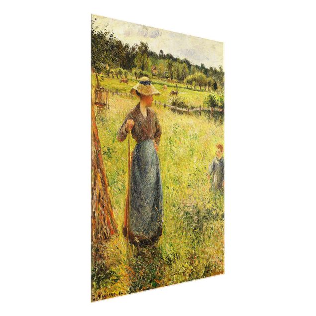 Quadro in vetro - Camille Pissarro - La Raccolta del Fieno - Impressionismo - Verticale 3:4