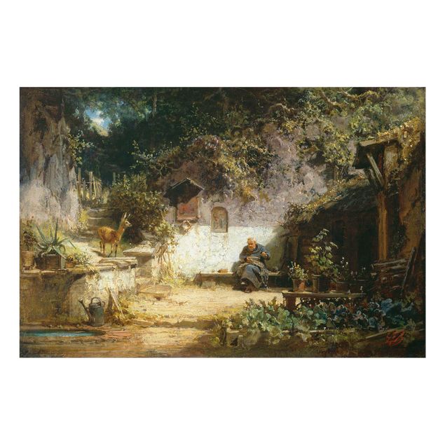 Quadro in vetro - Carl Spitzweg - A Deer goes to a Hermit doing needlework - Orizzontale 3:2