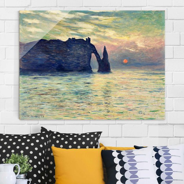 Lavagna magnetica vetro Claude Monet - La scogliera, Étretat, tramonto