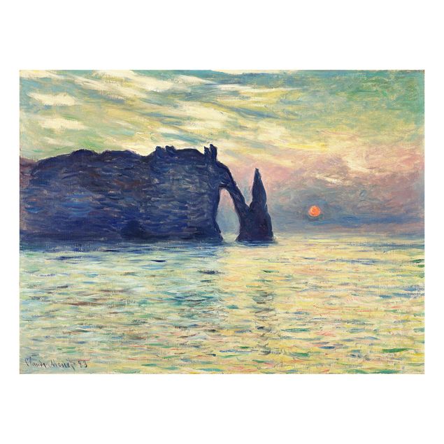 Quadro su vetro - Claude Monet - Roccia, Étretat, Tramonto - Impressionismo - Orizzontale 4:3