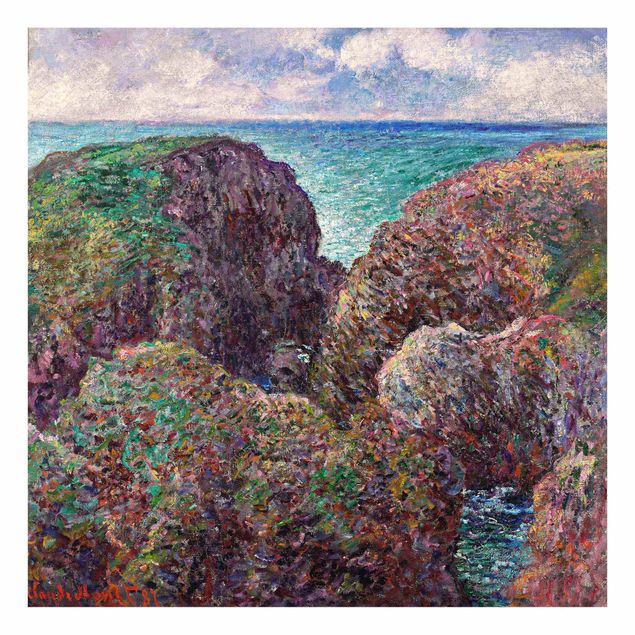 Quadro su vetro - Claude Monet - Gruppo di Rocce a Port Goulphar - Impressionismo - Quadrato 1:1