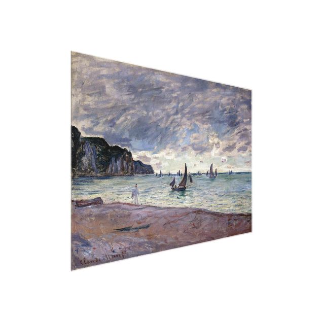 Quadro in vetro - Claude Monet - Barche da Pesca di Fronte alla Spiaggia e le Scogliere di Pourville - Impressionismo - Orizzontale 4:3