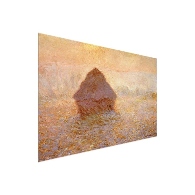 Quadro in vetro - Claude Monet - Pagliaio, il Sole nella Nebbia - Impressionismo - Orizzontale 3:2
