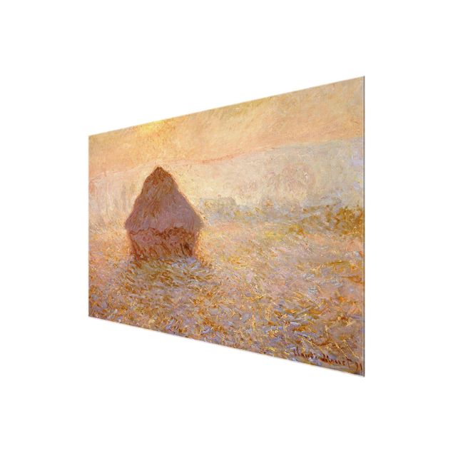 Quadro in vetro - Claude Monet - Pagliaio, il Sole nella Nebbia - Impressionismo - Orizzontale 3:2
