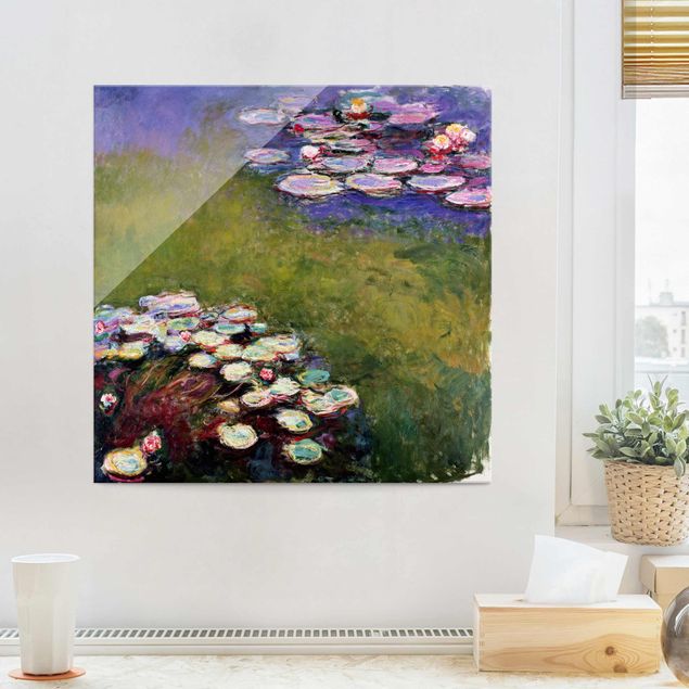 Quadro in vetro - Claude Monet - Ninfee - Impressionismo - Quadrato 1:1
