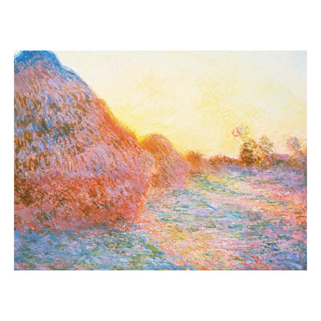 Quadro su vetro - Claude Monet - Pagliaio alla Luce del Sole - Impressionismo - Orizzontale 4:3