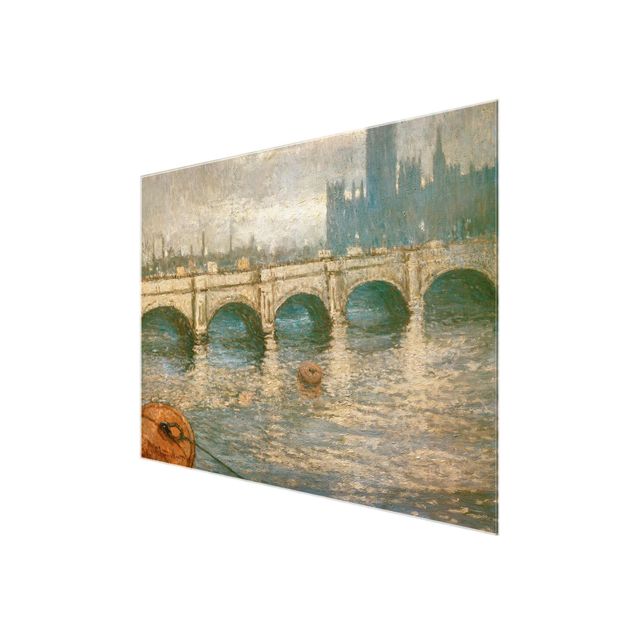 Quadro in vetro - Claude Monet - Ponte Tamigi e Palazzo del Parlamento a Londra - Impressionismo - Orizzontale 4:3