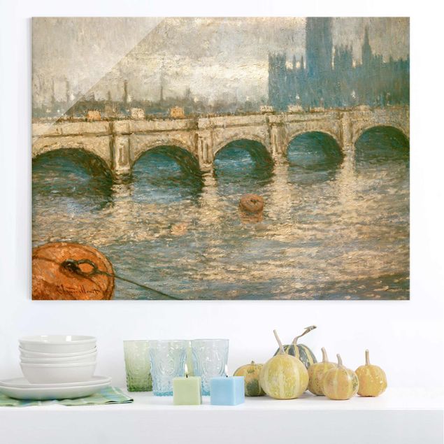 Lavagna magnetica in vetro Claude Monet - Il ponte sul Tamigi e il palazzo del Parlamento a Londra
