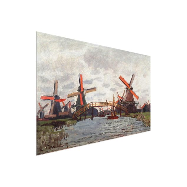 Quadro su vetro - Claude Monet - Mulini in Westzijderveld vicino Zaandam - Impressionismo - Orizzontale 3:2