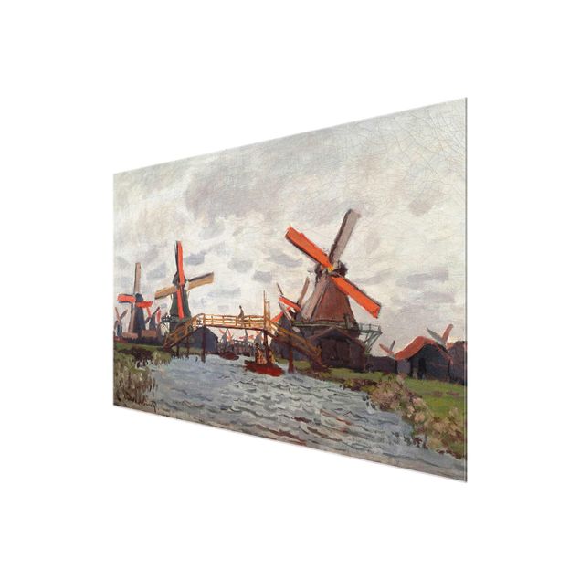 Quadro su vetro - Claude Monet - Mulini in Westzijderveld vicino Zaandam - Impressionismo - Orizzontale 3:2