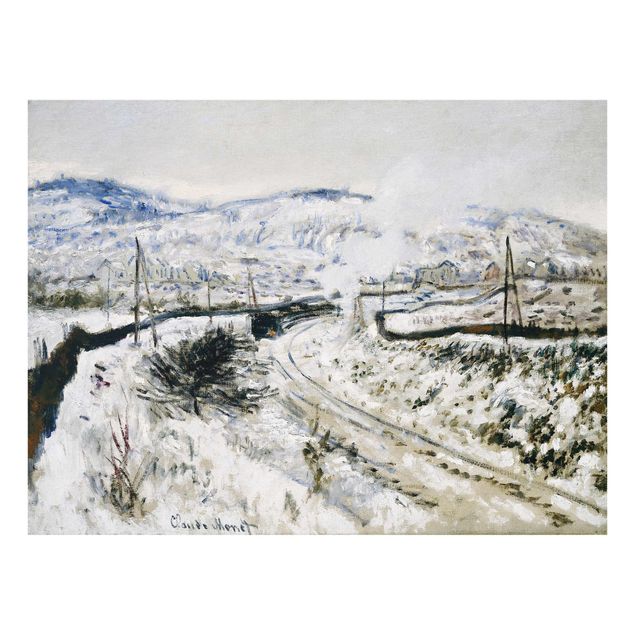 Quadro in vetro - Claude Monet - Treno nella Neve ad Argenteuil - Impressionismo - Orizzontale 4:3
