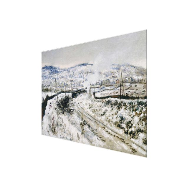 Quadro in vetro - Claude Monet - Treno nella Neve ad Argenteuil - Impressionismo - Orizzontale 4:3