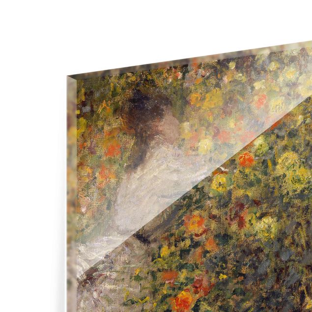 Quadro su vetro - Claude Monet - Due Signore nel Giardino Fiorito - Impressionismo - Quadrato 1:1