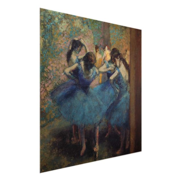 Quadro in vetro - Edgar Degas - Ballerine in blu - Impressionismo - Quadrato 1:1