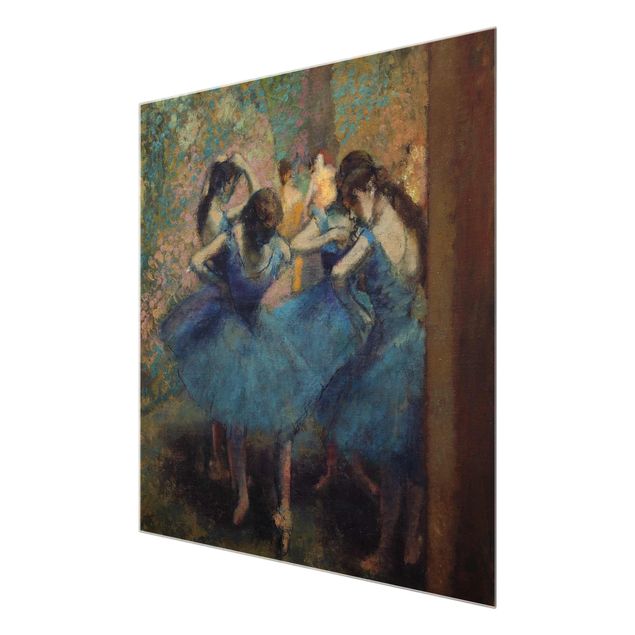 Quadro in vetro - Edgar Degas - Ballerine in blu - Impressionismo - Quadrato 1:1