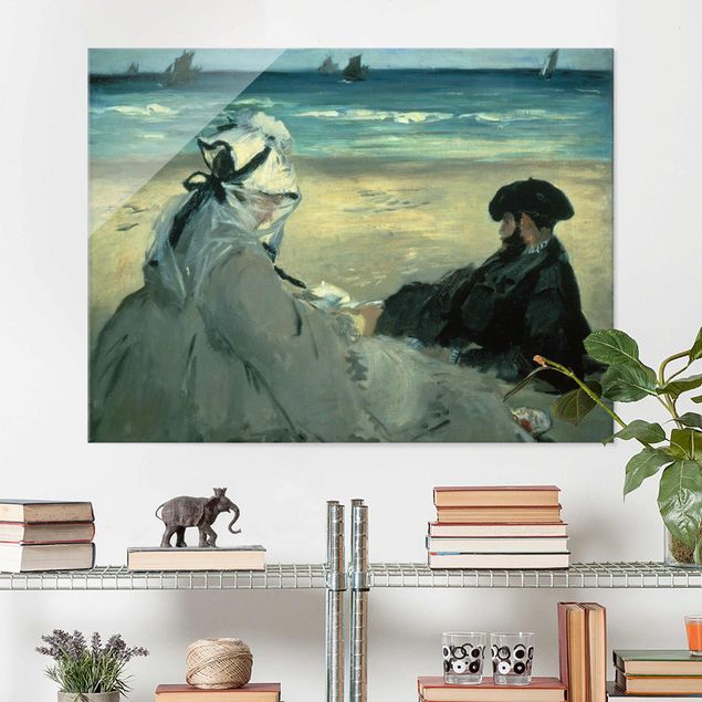 Lavagna magnetica vetro Edouard Manet - Sulla spiaggia