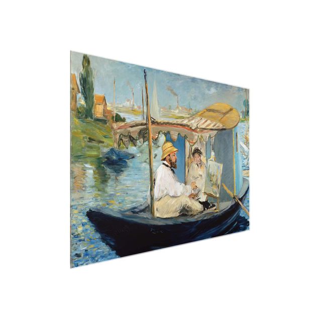 Quadro in vetro - Edouard Manet - Claude Monet painting on his Studio Boat - Orizzontale 4:3