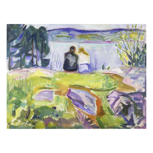 Quadro in vetro - Edvard Munch - Primavera (Paio Amore sulla Riva) - Espressionismo - Orizzontale 4:3